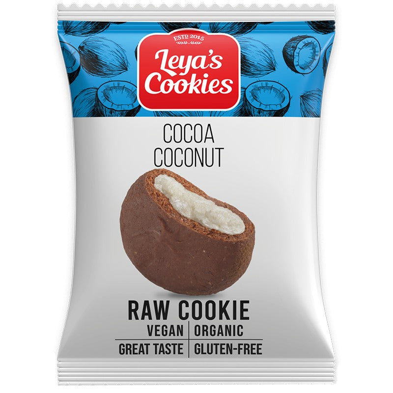 Български продуктБио Суров Десерт Leya's Cookies с Какао и Кокос Веган Без Глутен