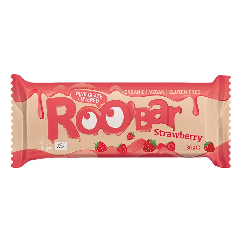 Български продуктБио Бар Roobar с Ягоди и Розова Глазура без Глутен Веган