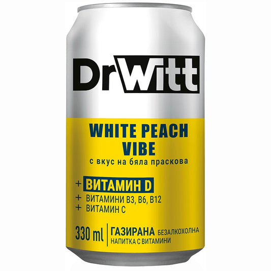 Газирана Напитка DrWitt Vibe с Витамини и Вкус на Бяла Праскова Кен