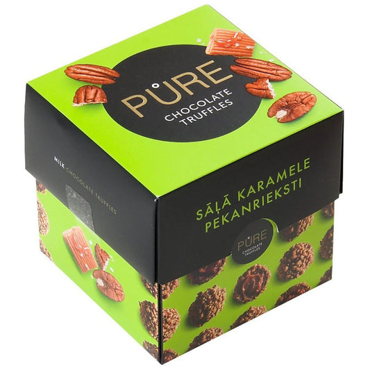Трюфели Pure от Млечен Шоколад с Пълнеж от Крем Солен Карамел и Пекан 12бр