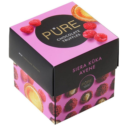 Трюфели Pure от Млечен Шоколад със Сметанов Пълнеж с Вкус на Чийзкейк и Малини 12бр