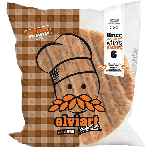 Питка Elviart Гръцка с Пълнозърнесто Брашно 6 х 85г, 18см
