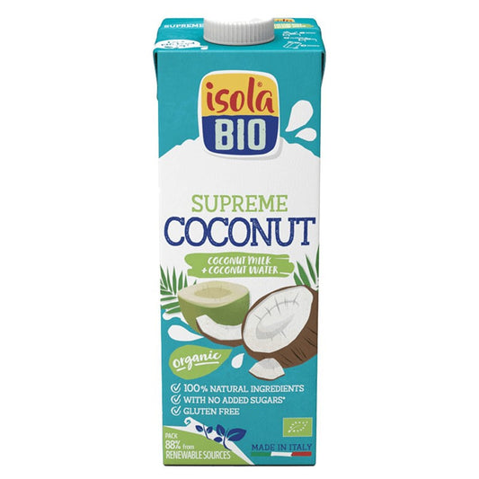 Био Напитка Isola Bio Кокосова Вода 40% с Кокосово мляко 8% без Добавена Захар