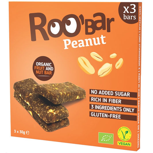 Български продуктБио Барче Roobar Фъстъчено 3 бр без Глутен и Добавена Захар