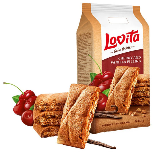 Бисквити Roshen Lovita Cake Cookies с Пълнеж Череша и Ванилия