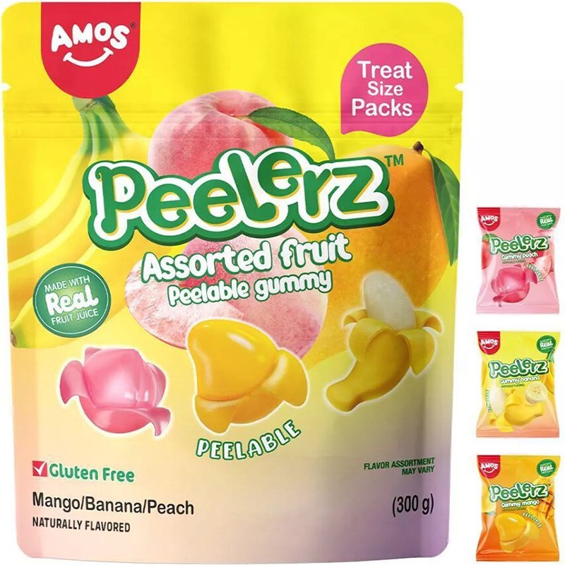 Желирани Бонбони Amos Peelerz Gummy Асорти Праскова, Манго и Банан
