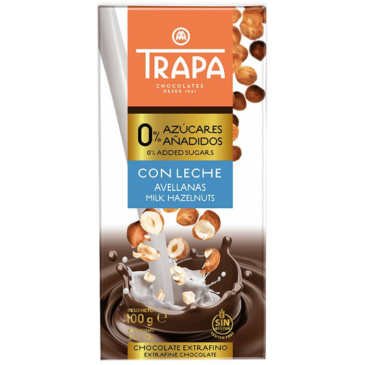 Шоколад Trapa Млечен с Лешници без Добавена Захар