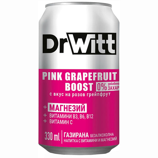 Газирана Напитка DrWitt Boost с Витамини и Вкус на Розов Грейпфрут Кен