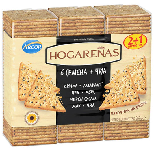 Бисквити Hogarenas 6 Семена и Чиа 2+1