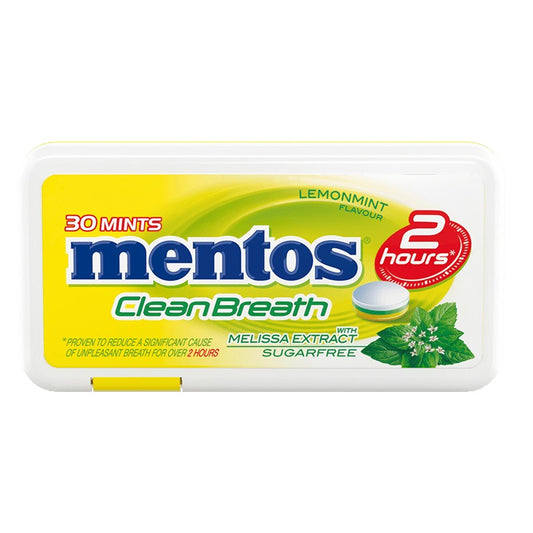 Бонбони Mentos Clean Breath Лимонова Мента 30 бр без Добавена Захар